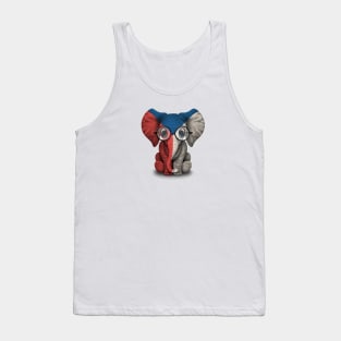 Baby Elephant with Glasses and Czech Flag Tank Top